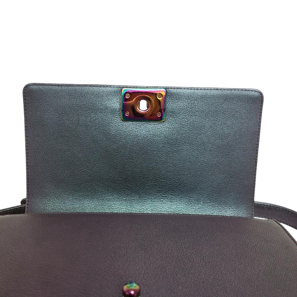 Chanel Purple Mermaid Boy Bag 16C Iridescent Old Medium Classic Quilted Flap CC - Picture 10 of 16